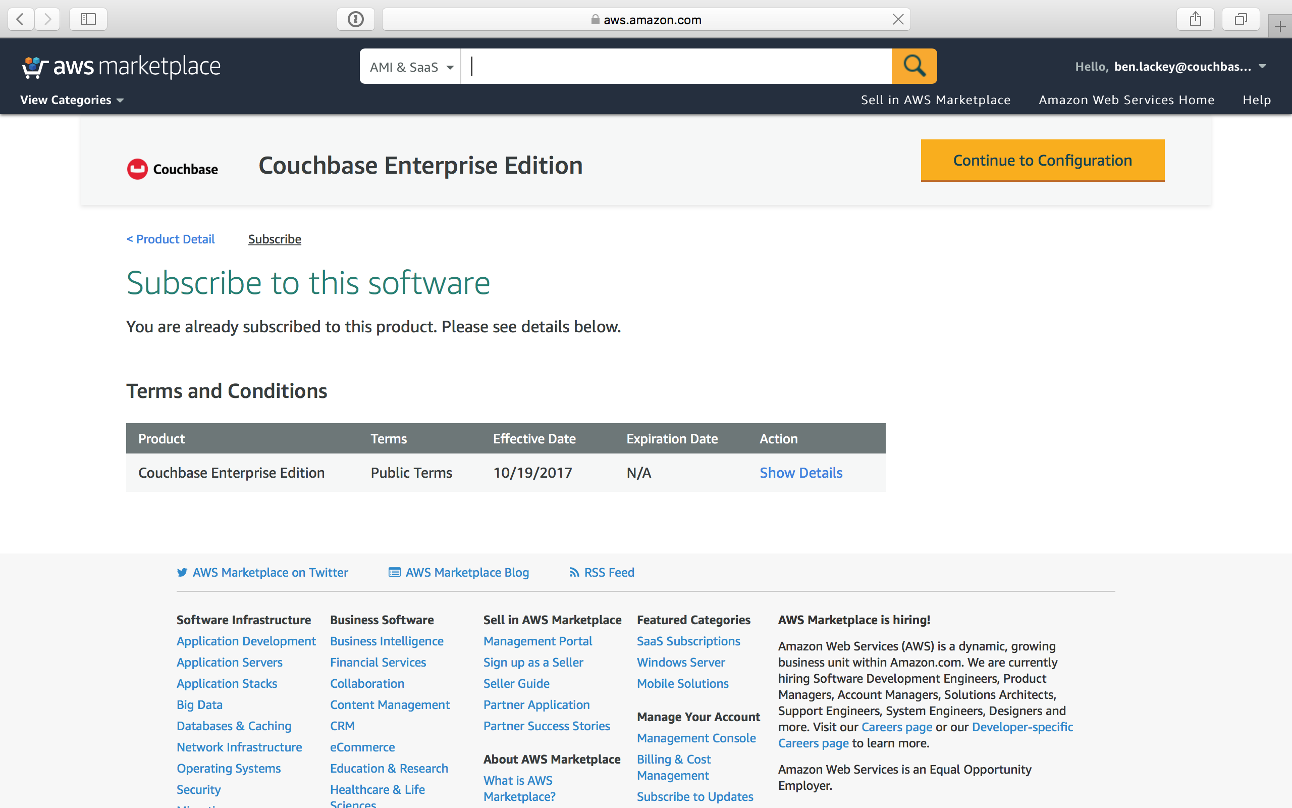 aws marketplace couchbase ee subscription public terms