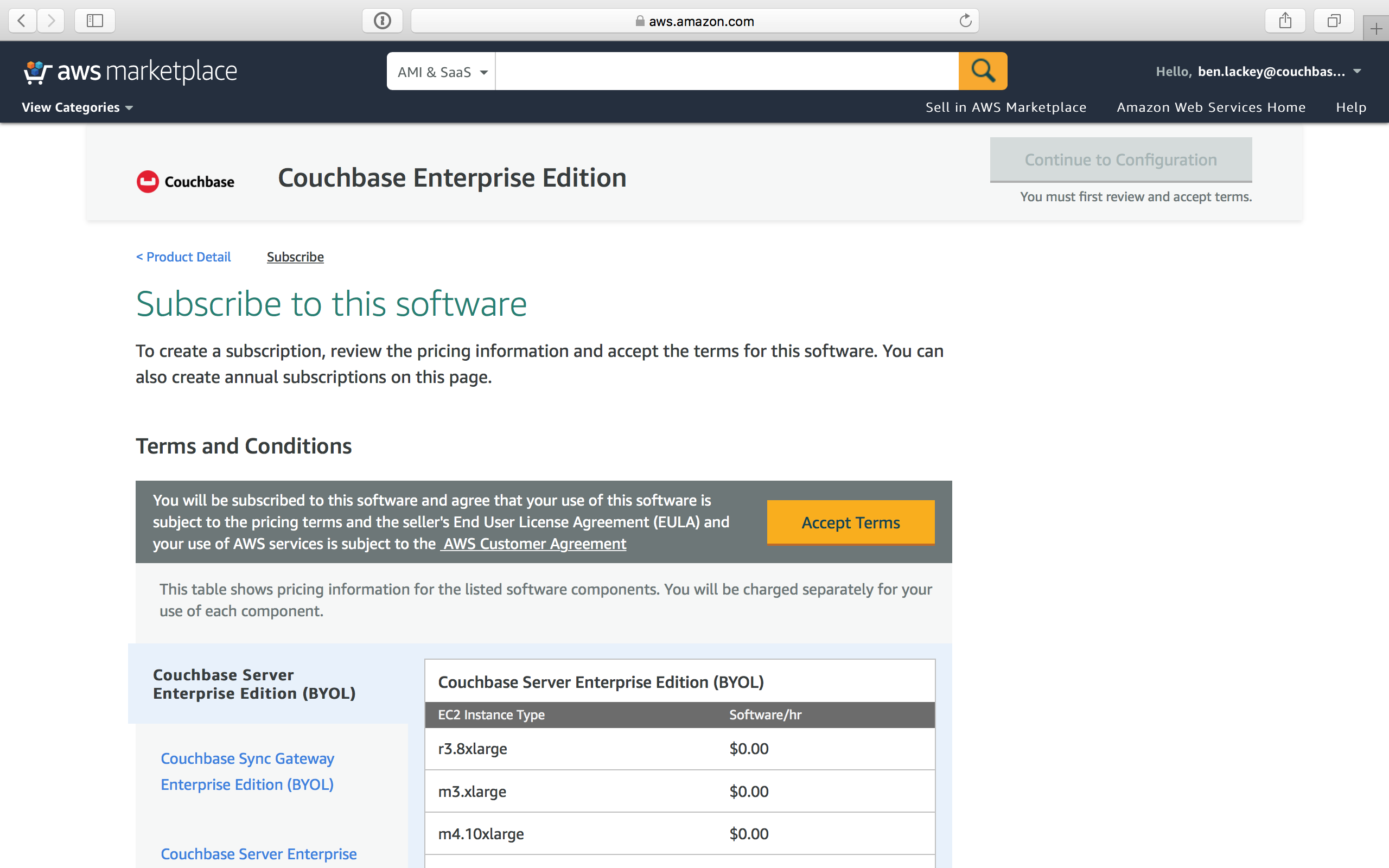 aws marketplace couchbase terms conditions